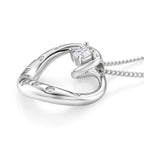 D'Joy GRA Certified Moissanite D-VVS1 Solitaire Spiral Pendant with Chain (Size 18) in Rhodium Overlay Sterling Silver_4462531_3