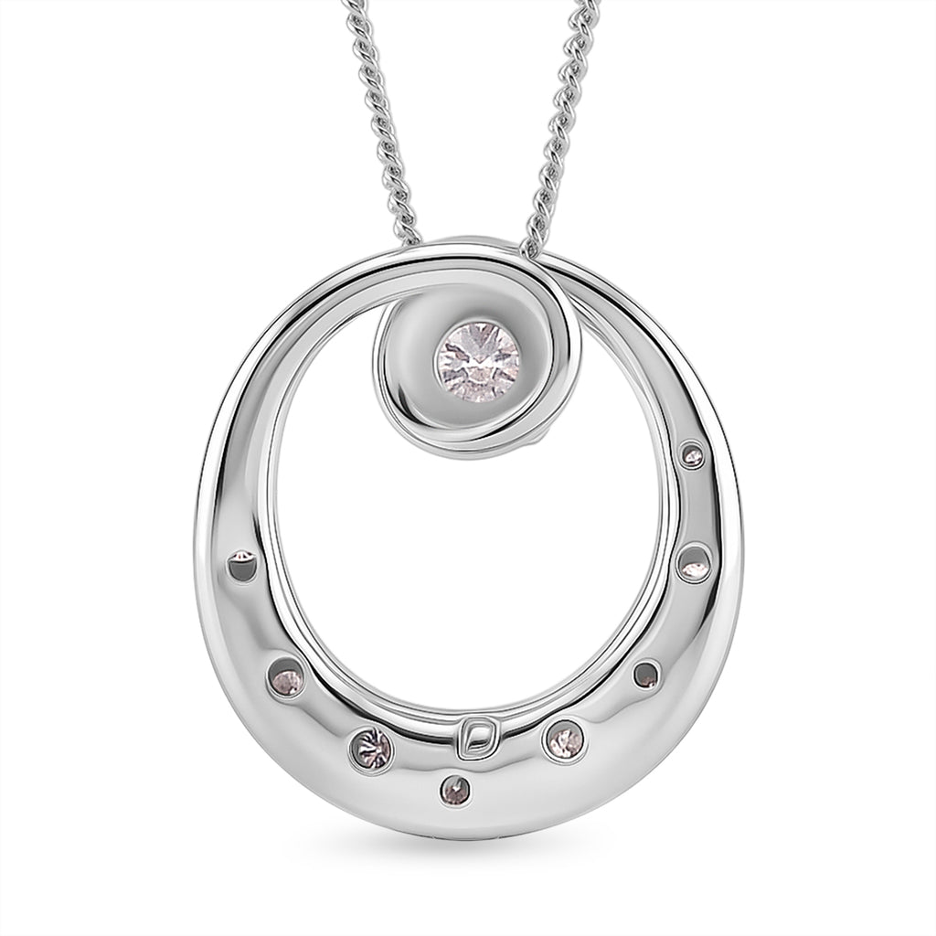 D'Joy GRA Certified Moissanite D-VVS1 Solitaire Spiral Pendant with Chain (Size 18) in Rhodium Overlay Sterling Silver_4462531_4