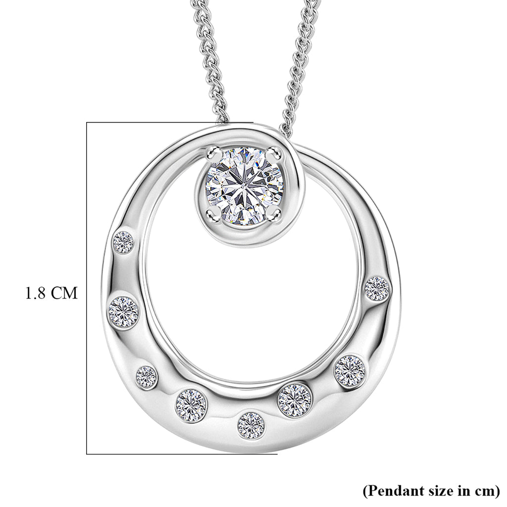 D'Joy GRA Certified Moissanite D-VVS1 Solitaire Spiral Pendant with Chain (Size 18) in Rhodium Overlay Sterling Silver_4462531_6