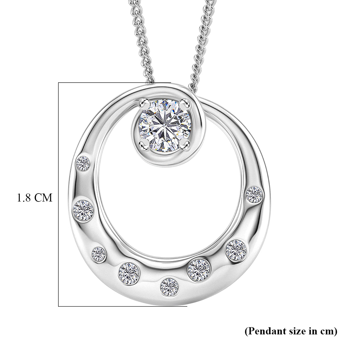 D'Joy GRA Certified Moissanite D-VVS1 Solitaire Spiral Pendant with Chain (Size 18) in Rhodium Overlay Sterling Silver V32513780 7