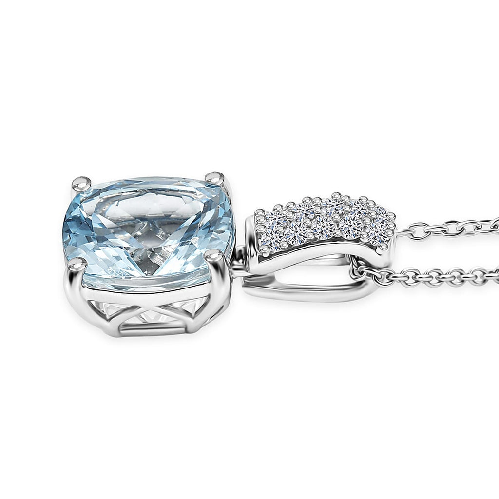 10K White Gold,  Aquamarine,  Lab Grown Diamond Pendant with Chain (Size 20) 2.65ct  Gold Wt. 3.05 Gms  2.650  Ct._4462559_3