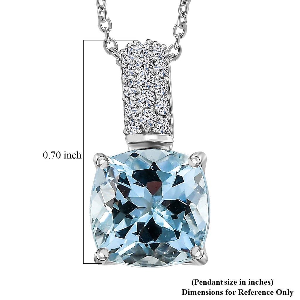 10K White Gold,  Aquamarine,  Lab Grown Diamond Pendant with Chain (Size 20) 2.65ct  Gold Wt. 3.05 Gms  2.650  Ct._4462559_5