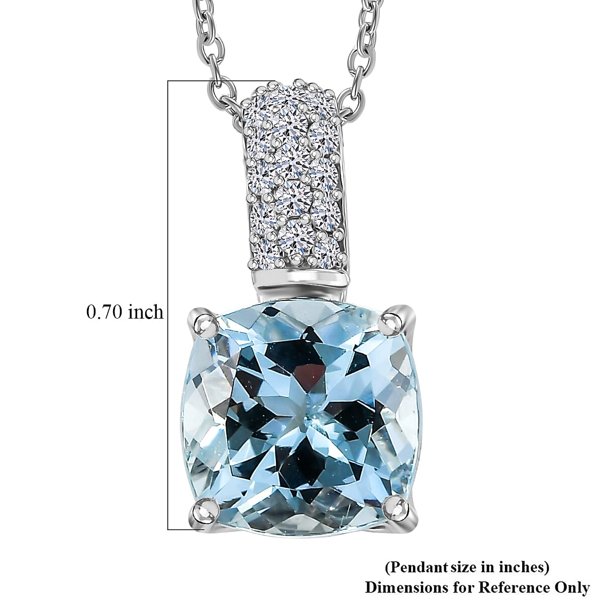 Certified and Appraised Aquamarine,  Lab Grown Diamond Pendant with Chain (Size 20) in 10K White Gold,  Gold Wt. 3.05 Gms  2.650  Ct. 4462559 5