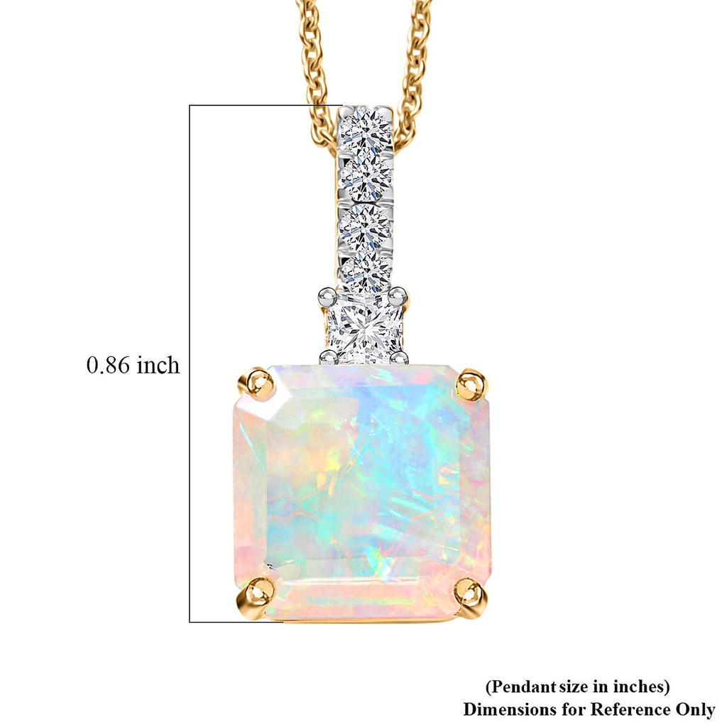 10K Yellow Gold,  Ethiopian Opal,  Lab Grown Diamond Pendant with Chain (Size 20) 2.78ct  Gold Wt. 3.18 Gms  2.780  Ct._4463290_6