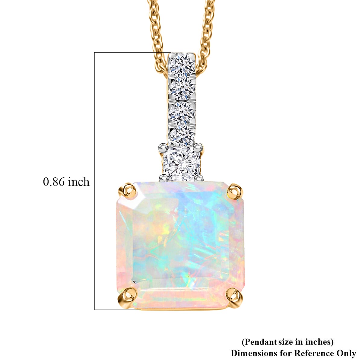 Certified and Appraised Ethiopian Opal,  Lab Grown Diamond Pendant with Chain (Size 20) in 10K Yellow Gold,  Gold Wt. 3.18 Gms  2.780  Ct. 4463290 6