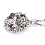 EverTrue - Orissa Rose Garnet & Multi Gemstone Tree of Life Pendant with Chain (Size 20) 4.00 Ct._4463455_3