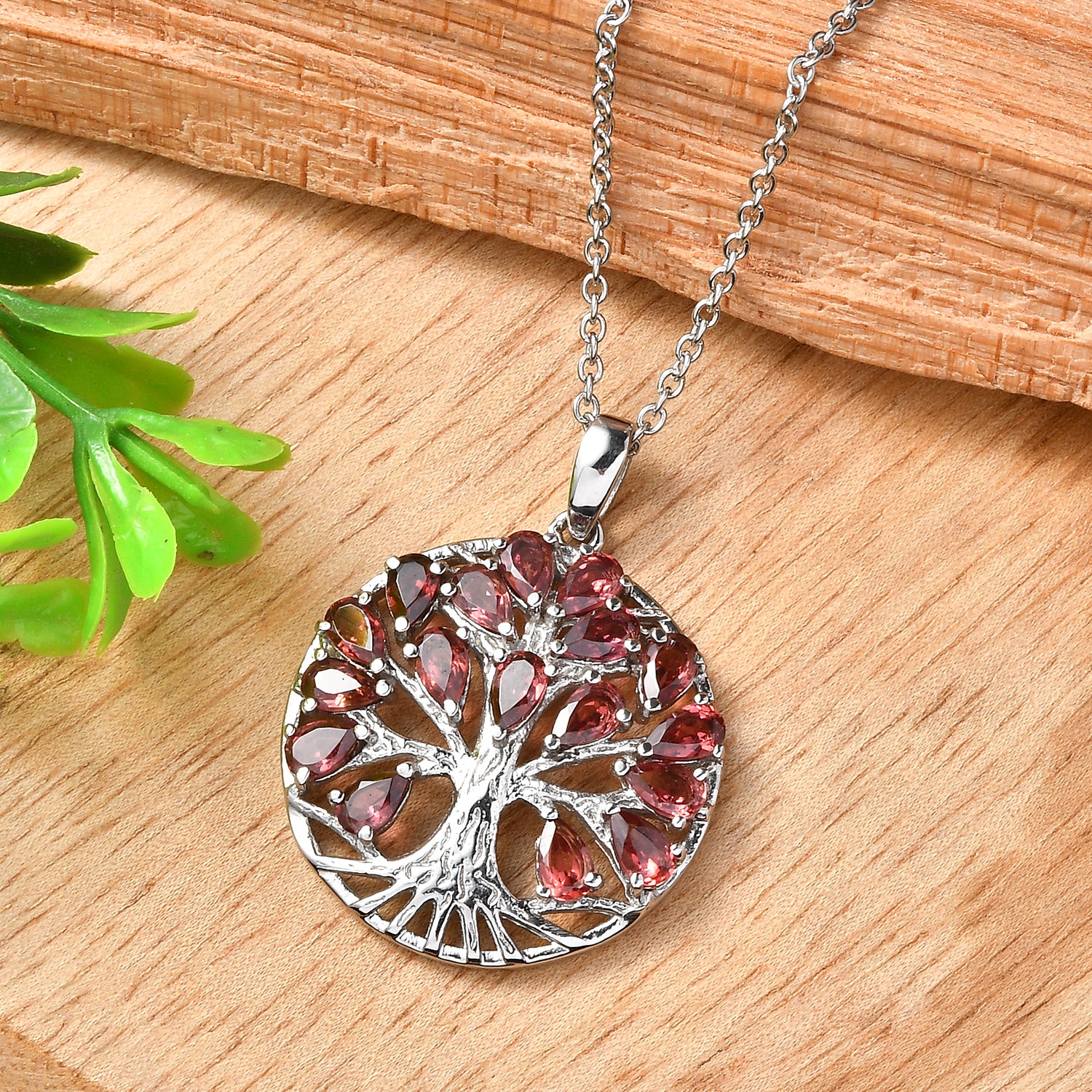 EverTrue - Orissa Rose Garnet Pendant with Chain (Size 20) 4.60 Ct. V32528770 3