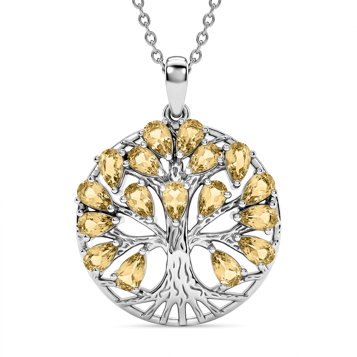 EverTrue - Citrine Tree of Life Pendant with Chain (Size 20) 3.40 Ct. V32529071 0