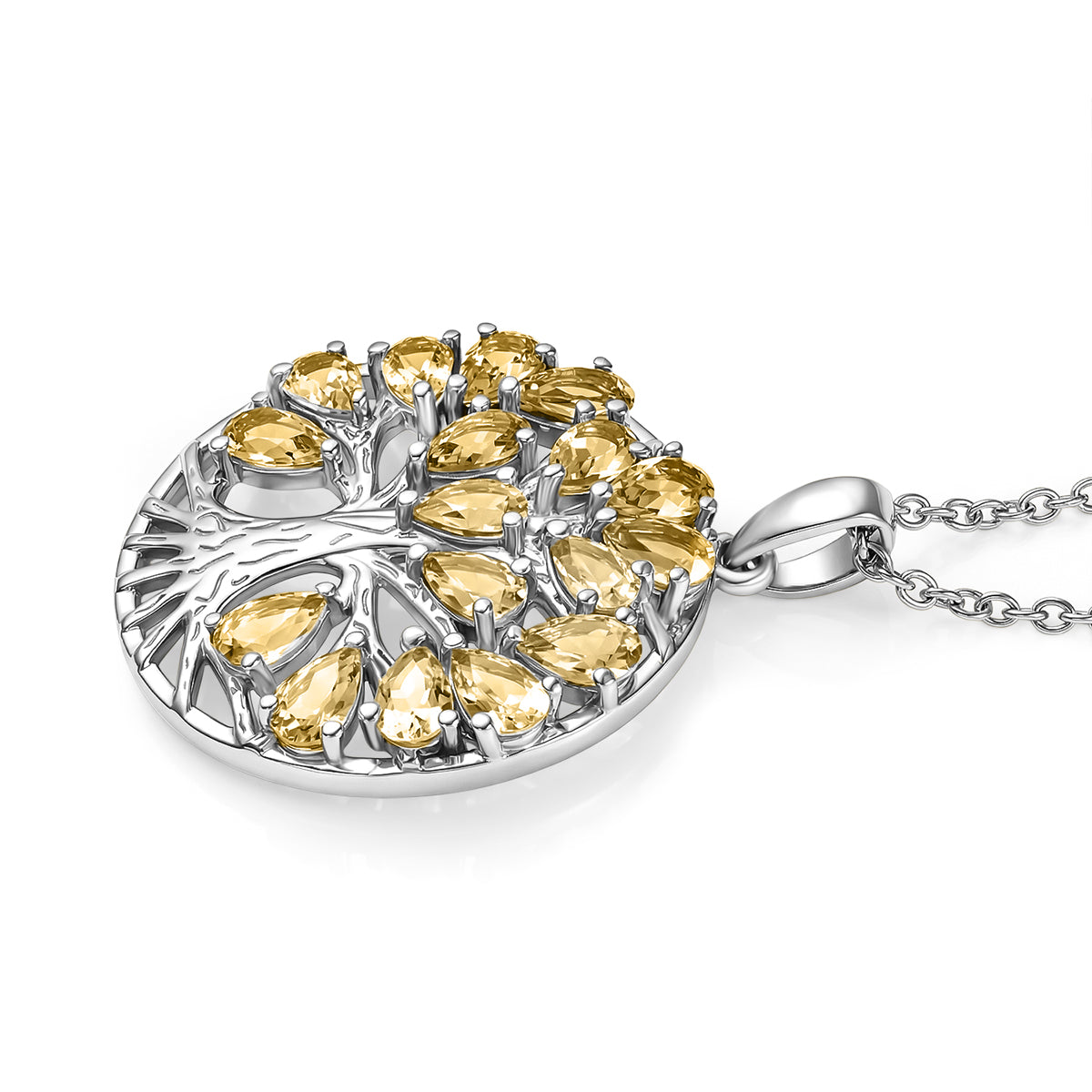EverTrue - Citrine Tree of Life Pendant with Chain (Size 20) 3.40 Ct. V32529071 4