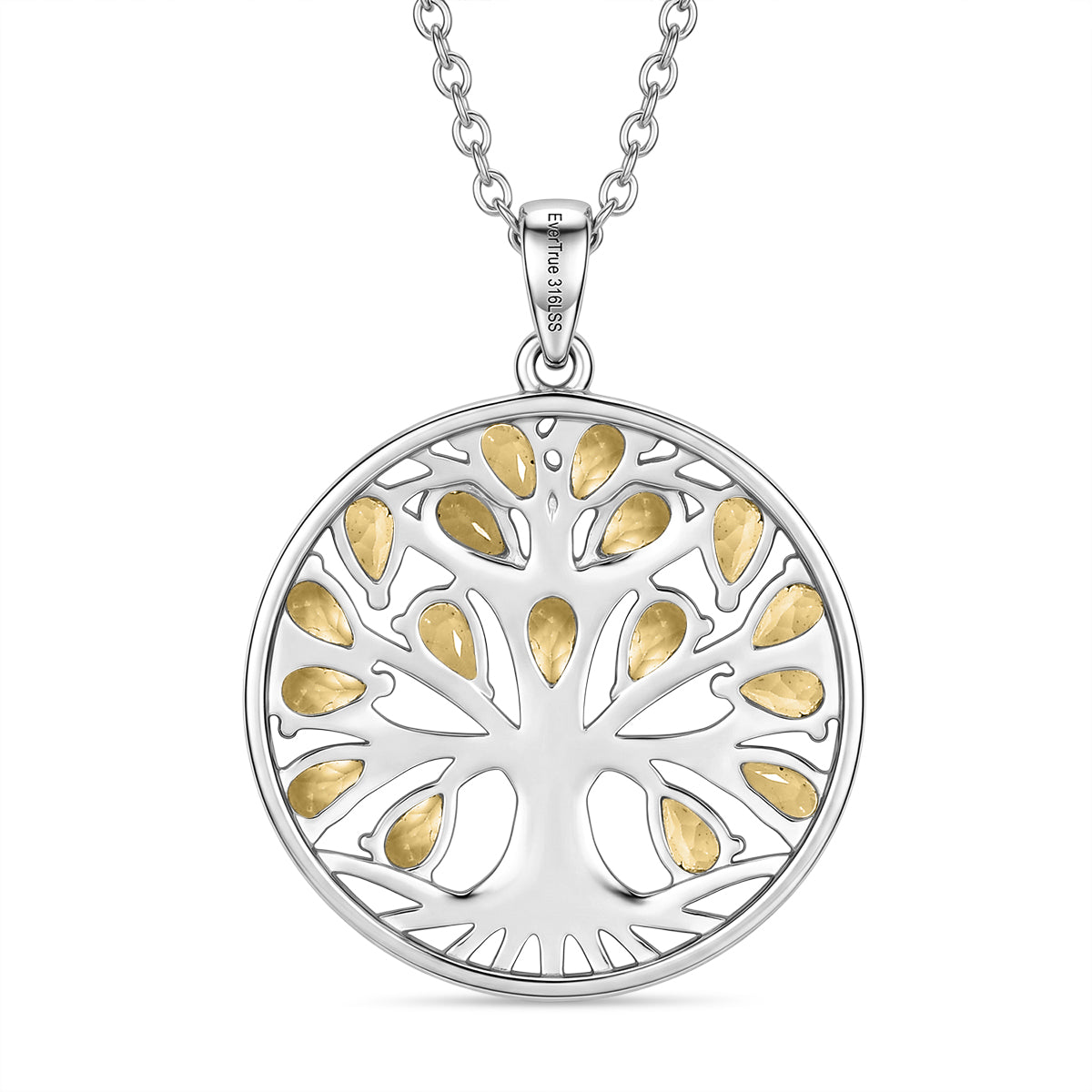 EverTrue - Citrine Tree of Life Pendant with Chain (Size 20) 3.40 Ct. V32529071 5