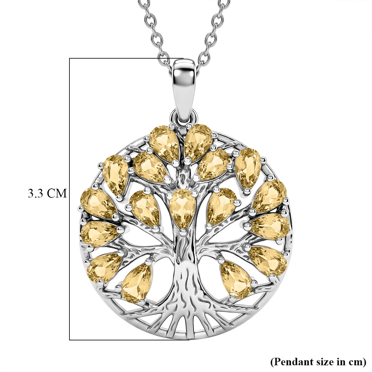 EverTrue - Citrine Tree of Life Pendant with Chain (Size 20) 3.40 Ct. V32529071 6