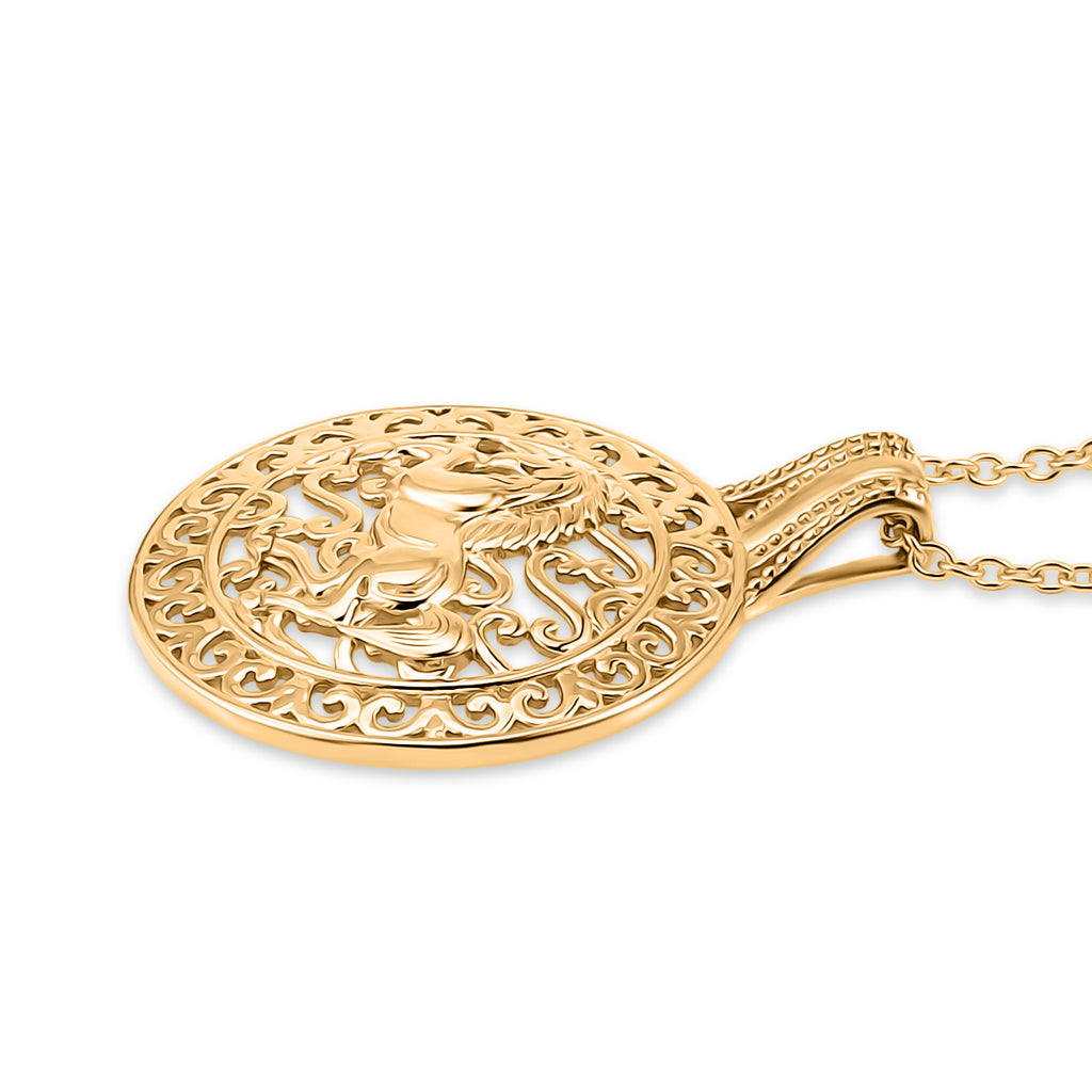 Italian Made - Yellow Gold Plated Sterling Silver Horse Pendant with Chain (Size 20)_4463675_3