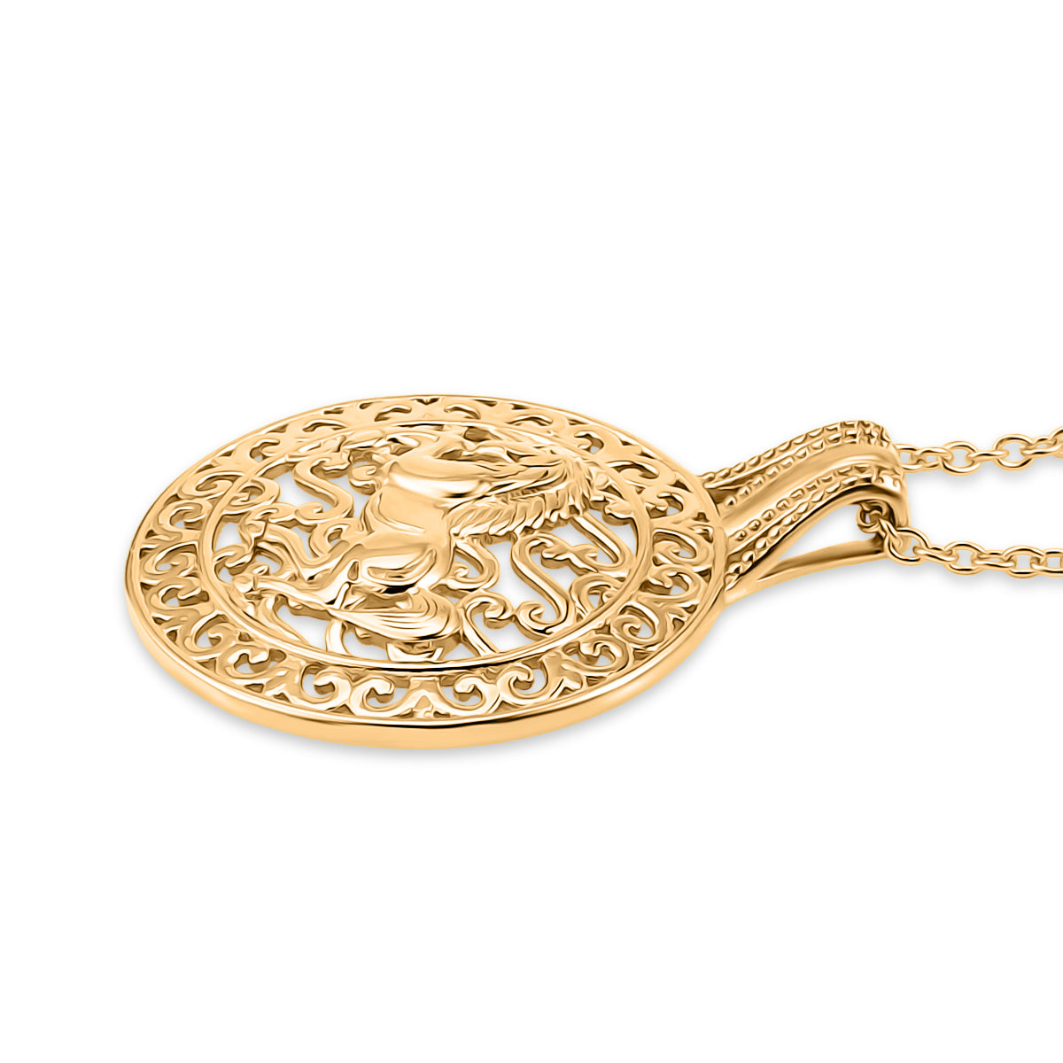 Italian Made - Yellow Gold Plated Sterling Silver Horse Pendant with Chain (Size 20) V32515715 4