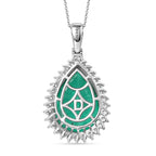 D'Joy Emeraldine Triplet Quartz & White Zircon Halo Pendant with Chain (Size 20) in Rhodium Overlay Sterling Silver 21.65 Ct_4463680_4