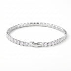 Set of 3 - White Cubic Zirconia Bracelet (Size - 7.5), Push Back Earring & Pendant with Chain (Size 20+2 Ext)_4464066_3