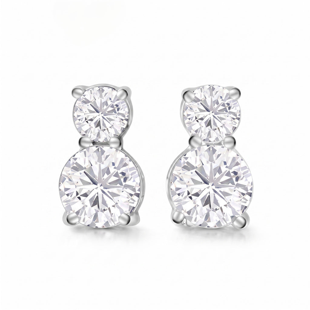 Set of 3 - White Cubic Zirconia Bracelet (Size - 7.5), Push Back Earring & Pendant with Chain (Size 20+2 Ext)_4464066_4