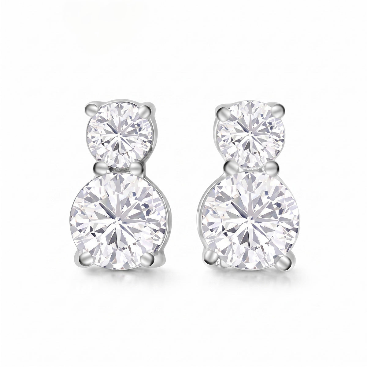 Set of 3 - White Cubic Zirconia Bracelet (Size - 7.5), Push Back Earring &amp; Pendant with Chain (Size 20+2 Ext) V32529713 5