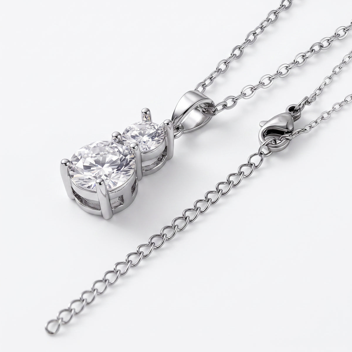Set of 3 - White Cubic Zirconia Bracelet (Size - 7.5), Push Back Earring &amp; Pendant with Chain (Size 20+2 Ext) V32529713 6