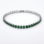 Set of 3 - Green CZ Tennis Bracelet (Size - 7.5), Push Back Earring & Pendant with Chain (Size 20+2 Ext)_4464075_3