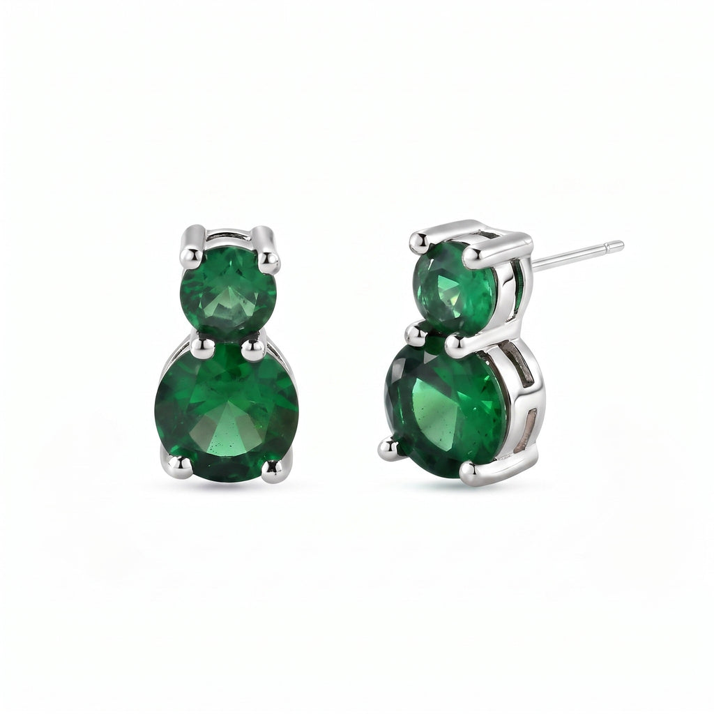Set of 3 - Green CZ Tennis Bracelet (Size - 7.5), Push Back Earring & Pendant with Chain (Size 20+2 Ext)_4464075_4