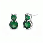 Set of 3 - Green CZ Tennis Bracelet (Size - 7.5), Push Back Earring & Pendant with Chain (Size 20+2 Ext)_4464075_4