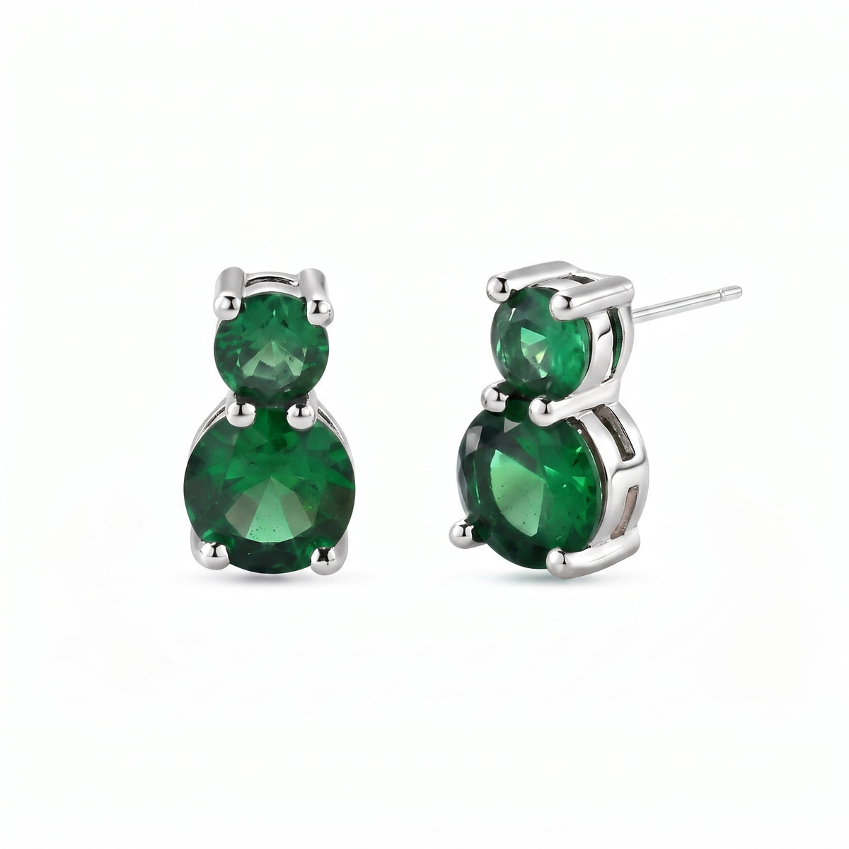 Set of 3 - Green CZ Tennis Bracelet (Size - 7.5), Push Back Earring &amp; Pendant with Chain (Size 20+2 Ext) V32516823 5