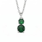 Set of 3 - Green CZ Tennis Bracelet (Size - 7.5), Push Back Earring & Pendant with Chain (Size 20+2 Ext)_4464075_5