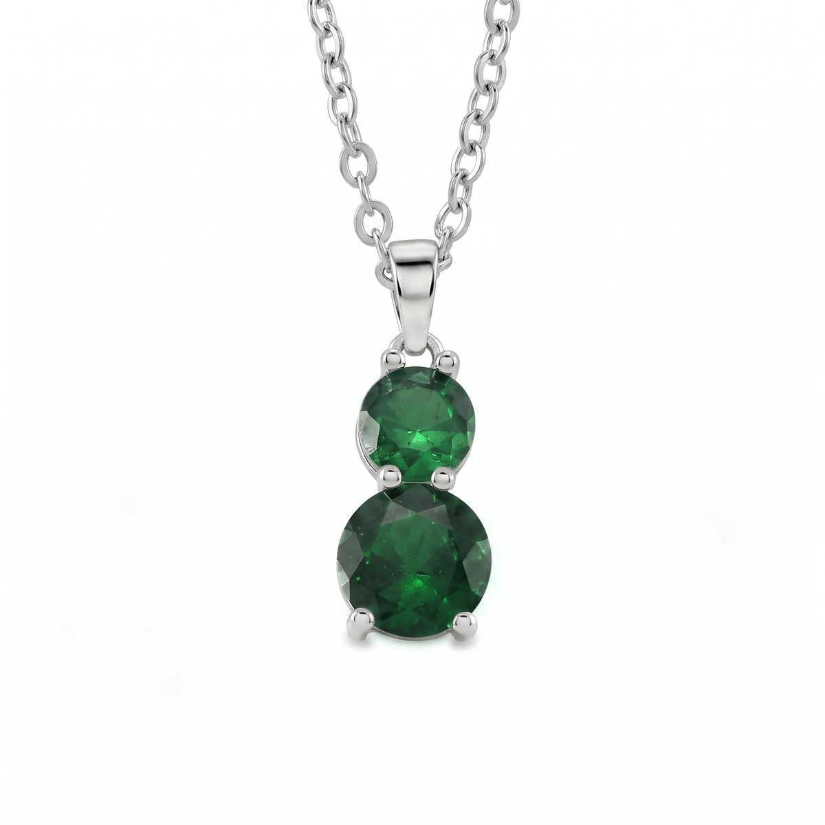 Set of 3 - Green CZ Tennis Bracelet (Size - 7.5), Push Back Earring &amp; Pendant with Chain (Size 20+2 Ext) V32516823 6