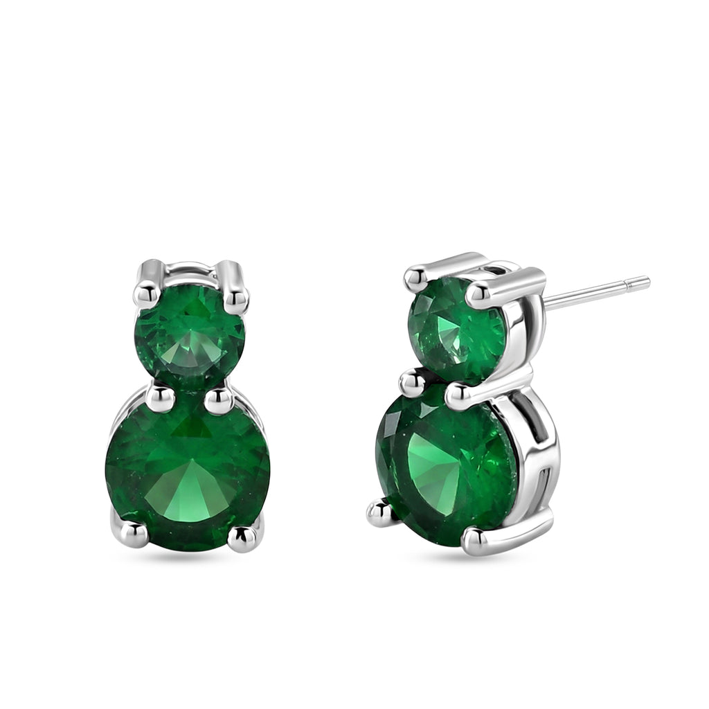 Set of 3 - Green CZ Tennis Bracelet (Size - 7.5), Push Back Earring & Pendant with Chain (Size 20+2 Ext)_4464075_7