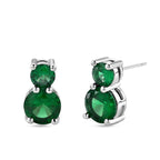 Set of 3 - Green CZ Tennis Bracelet (Size - 7.5), Push Back Earring & Pendant with Chain (Size 20+2 Ext)_4464075_7