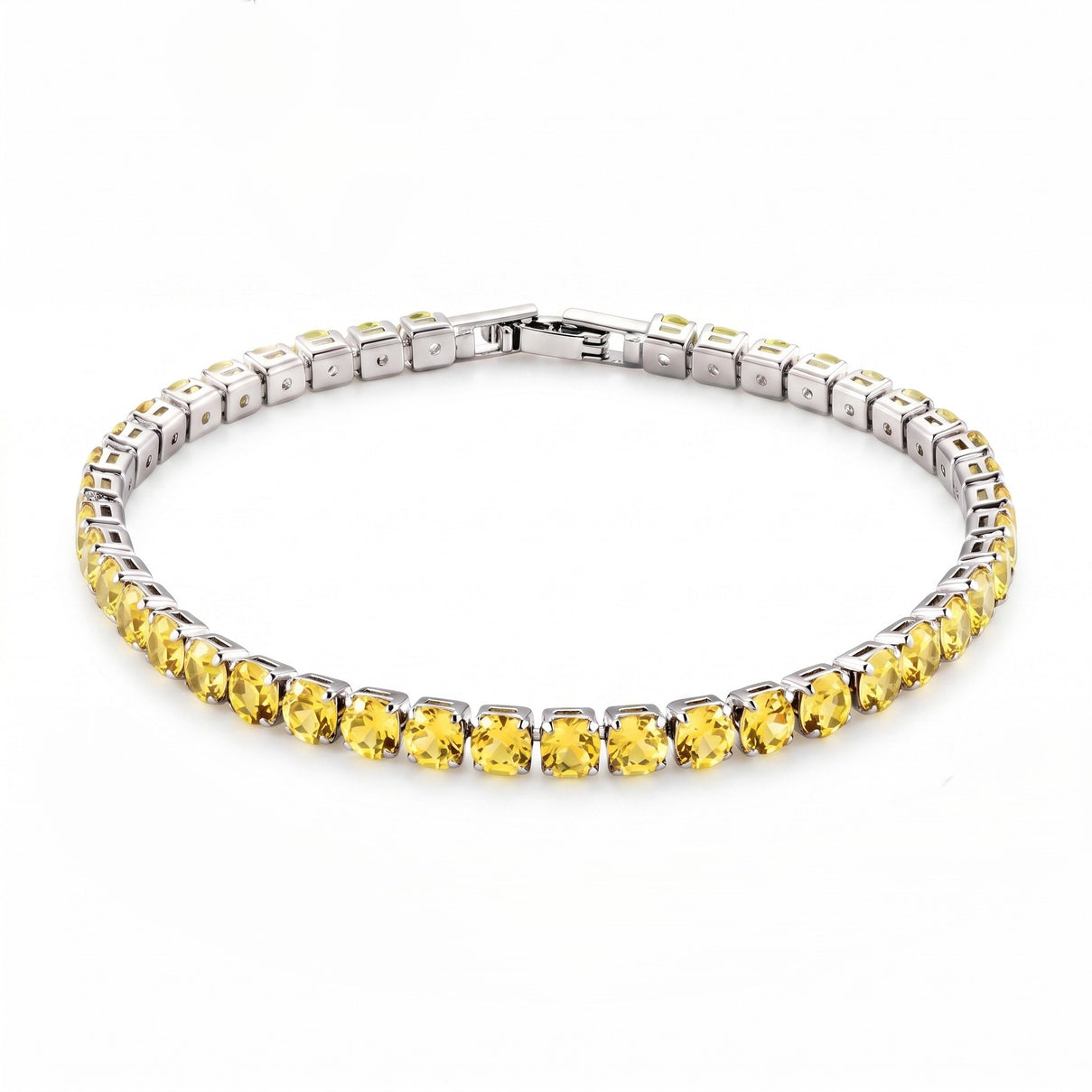 Set of 3 - Yellow CZ Tennis Bracelet (Size - 7.5), Push Back Earring &amp; Pendant with Chain (Size 20+2 Ext) 17.60 Ct. V32515637 4