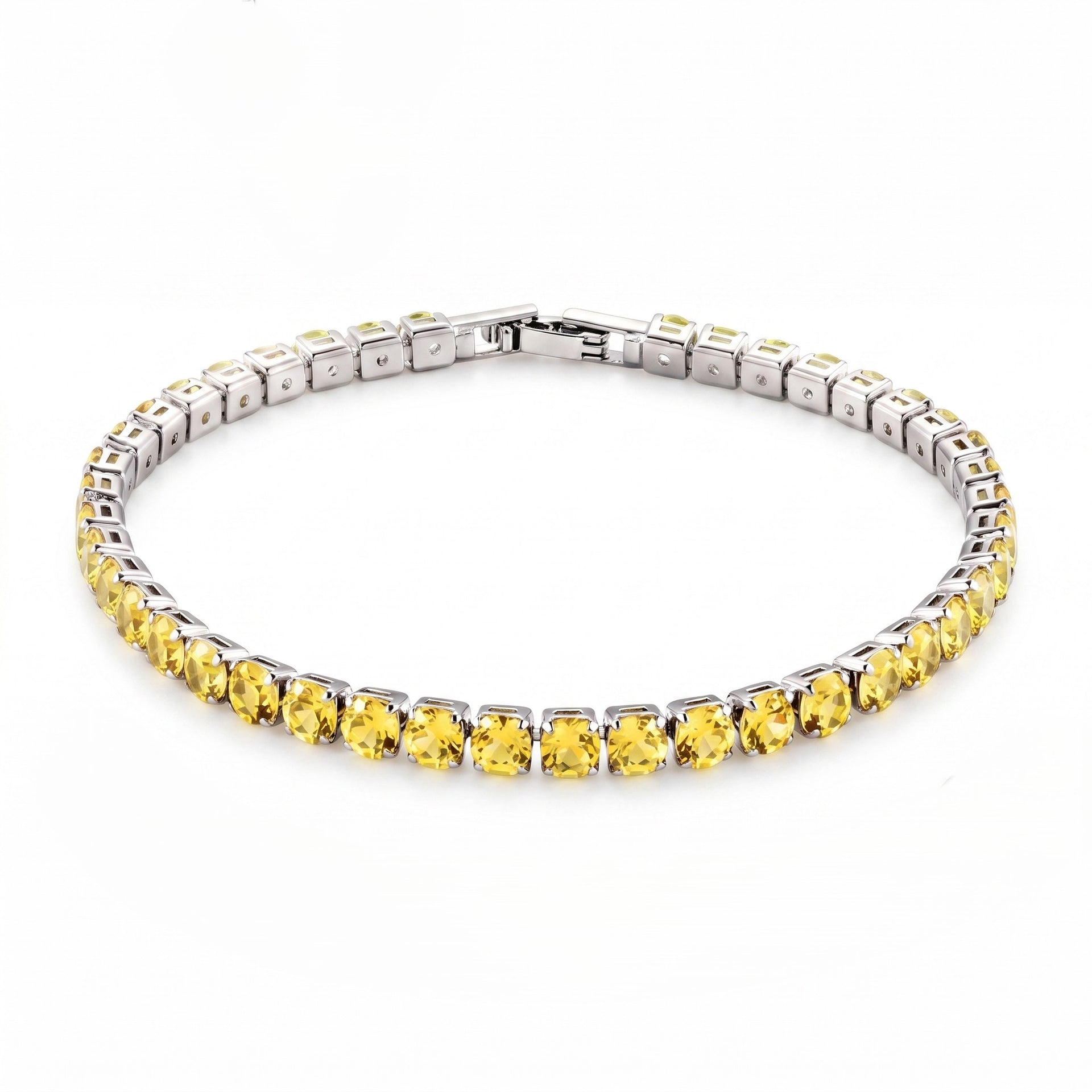 Set of 3 - Yellow CZ Tennis Bracelet (Size - 7.5), Push Back Earring &amp; Pendant with Chain (Size 20+2 Ext) 17.60 Ct. V32515637 4