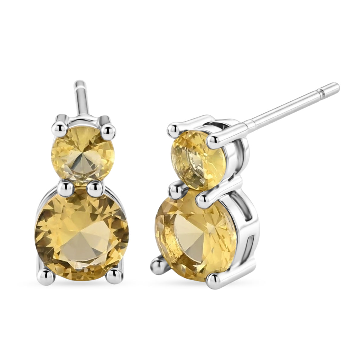 Set of 3 - Yellow CZ Tennis Bracelet (Size - 7.5), Push Back Earring &amp; Pendant with Chain (Size 20+2 Ext) 17.60 Ct. V32515637 8