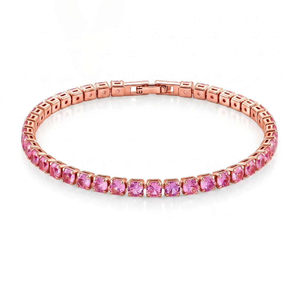 Set of 3 - Pink CZ Bracelet (Size - 7.5), Push Back Earring & Pendant with Chain (Size 20+2 Ext) 17.60 Ct._4464078_3