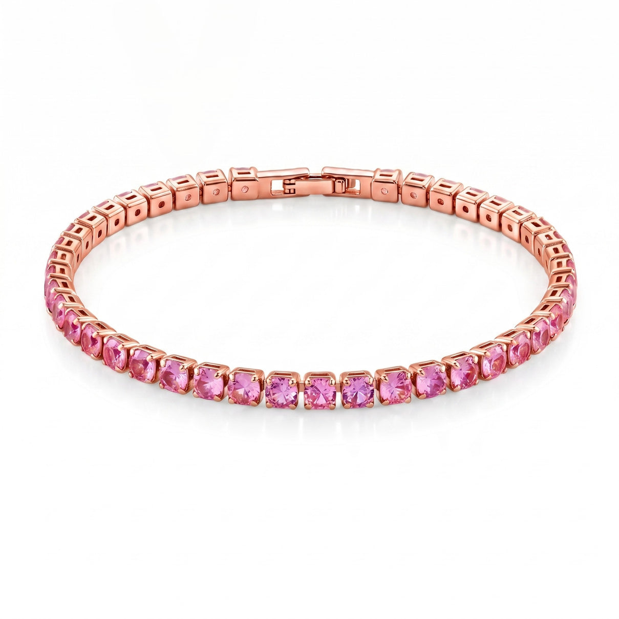 Set of 3 - Pink CZ Bracelet (Size - 7.5), Push Back Earring &amp; Pendant with Chain (Size 20+2 Ext) 17.60 Ct. V32526599 4
