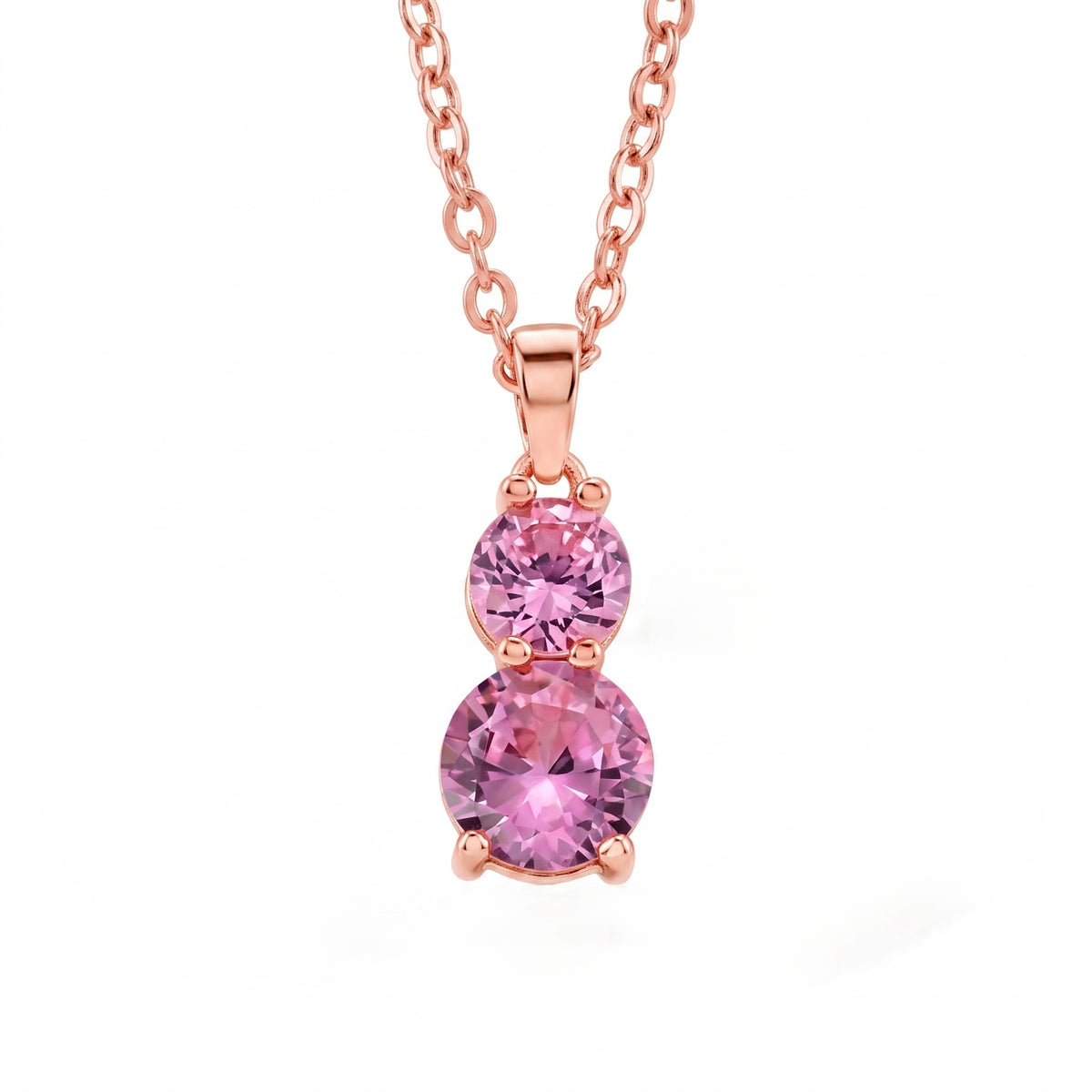 Set of 3 - Pink CZ Bracelet (Size - 7.5), Push Back Earring &amp; Pendant with Chain (Size 20+2 Ext) 17.60 Ct. V32526599 6