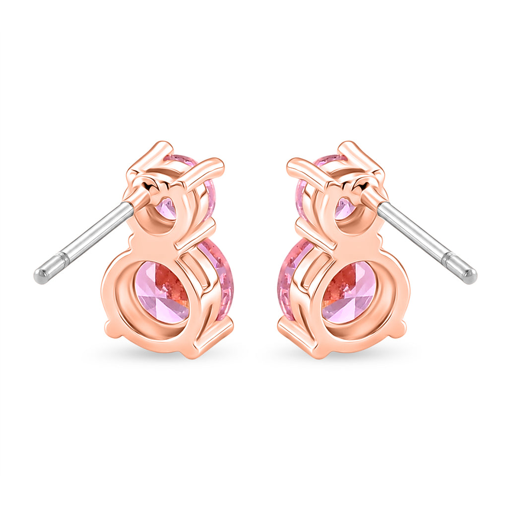 Set of 3 - Pink CZ Bracelet (Size - 7.5), Push Back Earring & Pendant with Chain (Size 20+2 Ext) 17.60 Ct._4464078_7