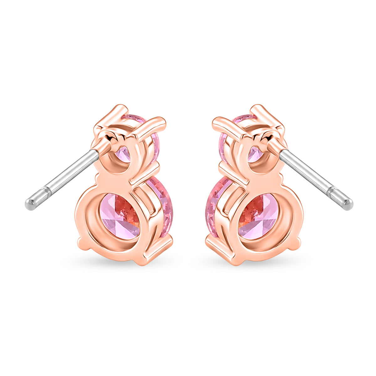 Set of 3 - Pink CZ Bracelet (Size - 7.5), Push Back Earring &amp; Pendant with Chain (Size 20+2 Ext) 17.60 Ct. V32526599 8