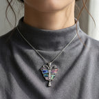 Abalone Shell & White Cubic Zirconia Butterfly Pendant with Chain (Size 24+2 Ext) 8.00 Ct._4464086_1