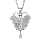 Abalone Shell & White Cubic Zirconia Butterfly Pendant with Chain (Size 24+2 Ext) 8.00 Ct._4464086_4