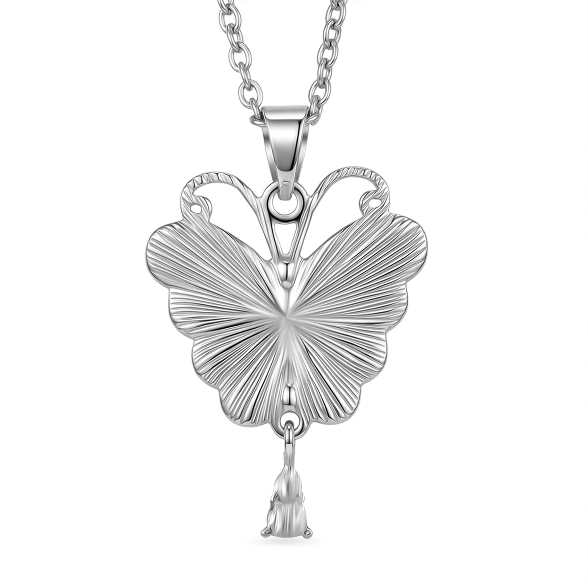Abalone Shell &amp; White Cubic Zirconia Butterfly Pendant with Chain (Size 24+2 Ext) 8.00 Ct. V32753370 5