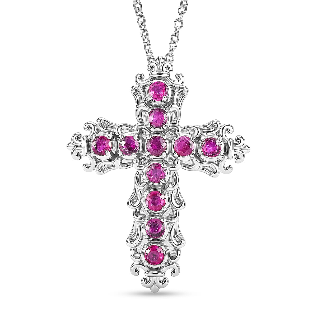 Ruby Cross Pendant with Chain (Size 20) 2.00 Ct. 4464519 0