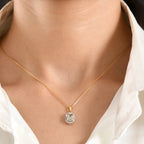D'Joy - AAA Turkizite & Natural White Diamond Halo Pendant with Chain (Size 20) in 18K Vermeil Yellow Gold Plated Sterling Silver 1.35 Ct._4464792_1