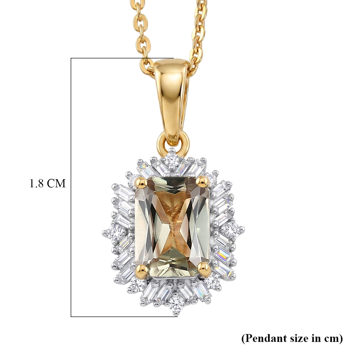 D'Joy - AAA Turkizite &amp; Natural White Diamond Halo Pendant with Chain (Size 20) in 18K Vermeil Yellow Gold Plated Sterling Silver 1.35 Ct. 4464792 6