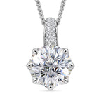 GRA Certified (D-VVS1) Moissanite Solitaire Pendant with Chain (Size 18) in Rhodium Overlay Sterling Silver 2.92 Ct._4466351