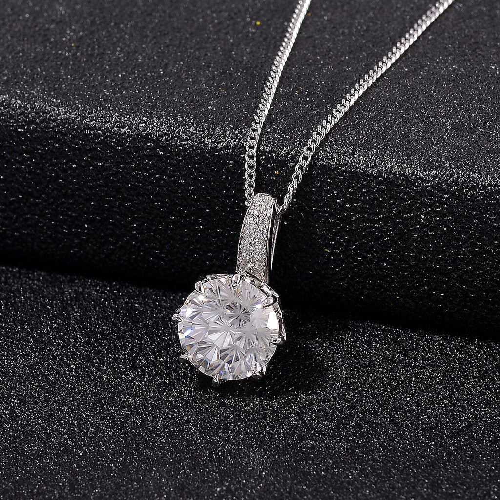 GRA Certified (D-VVS1) Moissanite Solitaire Pendant with Chain (Size 18) in Rhodium Overlay Sterling Silver 2.92 Ct._4466351_2