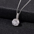 GRA Certified (D-VVS1) Moissanite Solitaire Pendant with Chain (Size 18) in Rhodium Overlay Sterling Silver 2.92 Ct._4466351_2