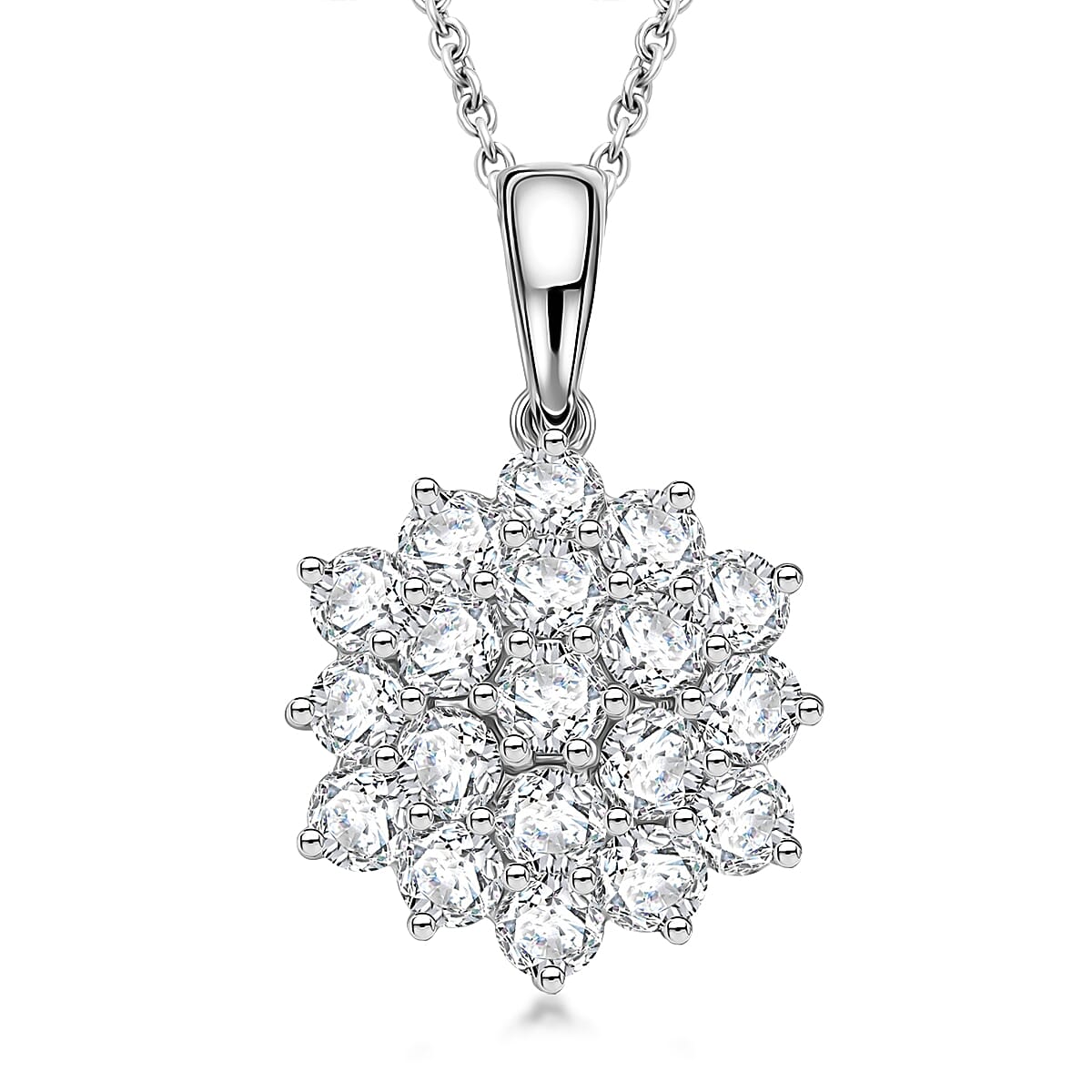 10K White Gold,  White Diamond Pendant with Chain (Size 20) 1.03ct  Gold Wt. 3.05 Gms  1.030  Ct. 4467795 0
