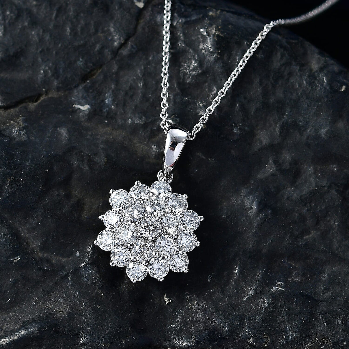 10K White Gold,  White Diamond Pendant with Chain (Size 20) 1.03ct  Gold Wt. 3.05 Gms  1.030  Ct. 4467795 1