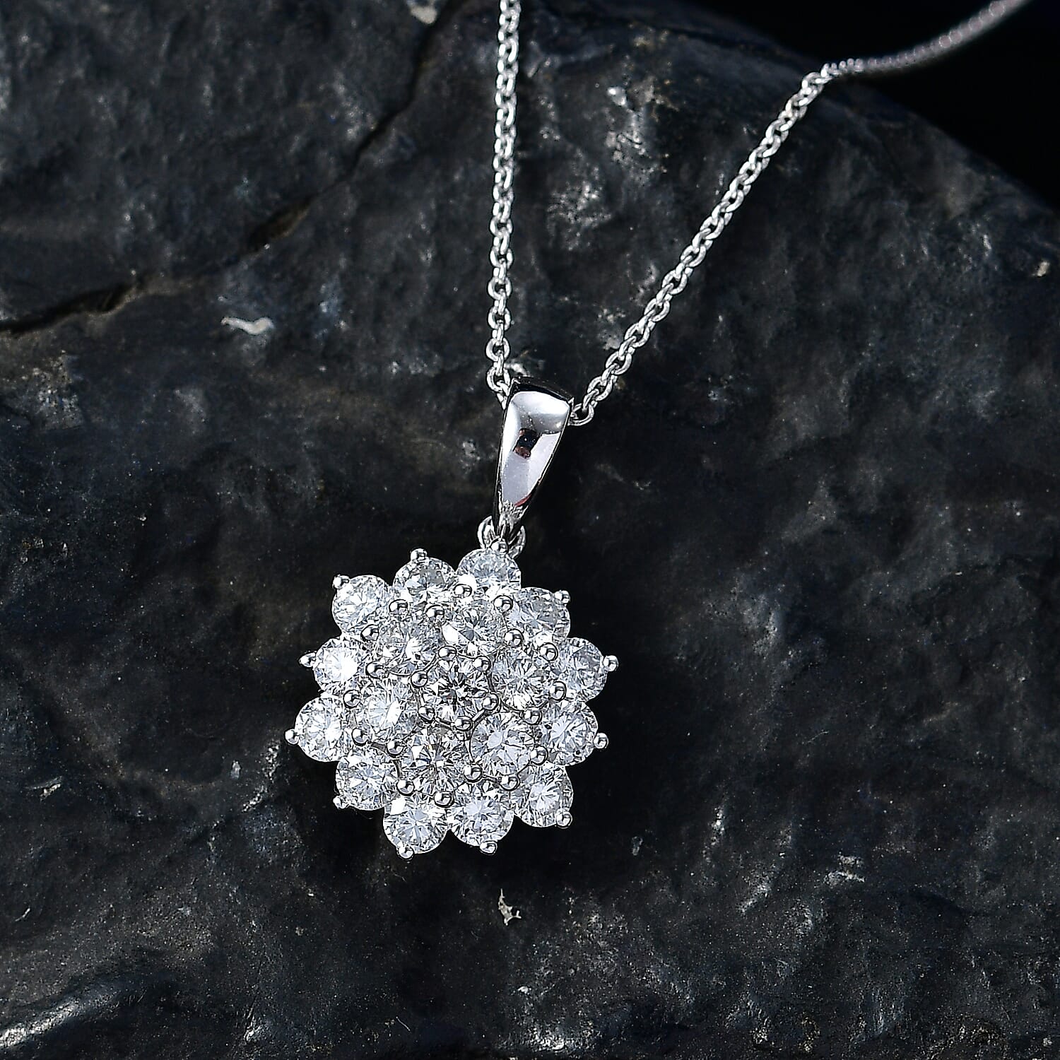 10K White Gold,  White Diamond Pendant with Chain (Size 20) 1.03ct  Gold Wt. 3.05 Gms  1.030  Ct. 4467795 1
